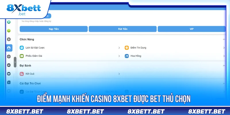 Điểm mạnh khiến casino 8XBET được bet thủ chọn