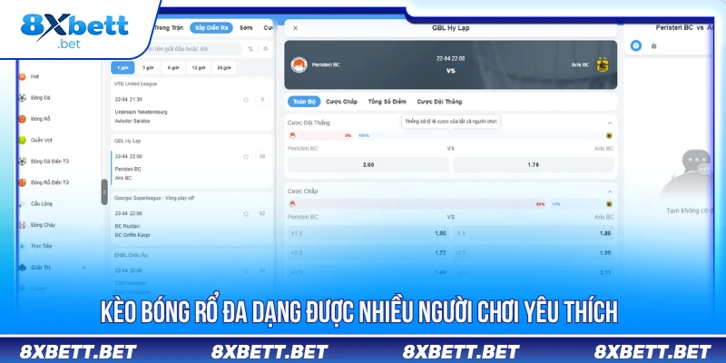Kèo bóng rổ đa dạng được nhiều người chơi yêu thích